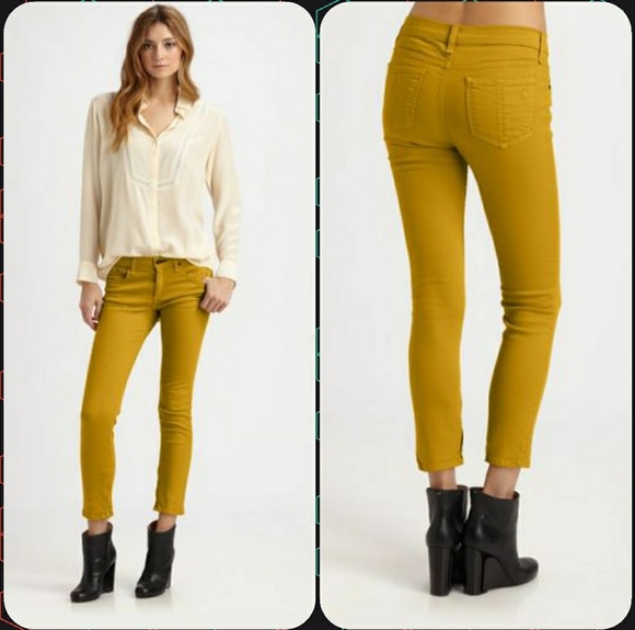 rag & bone Denim - LAST 1 Rag & Bone Zipper Capri Skinny Jean MUSTARD